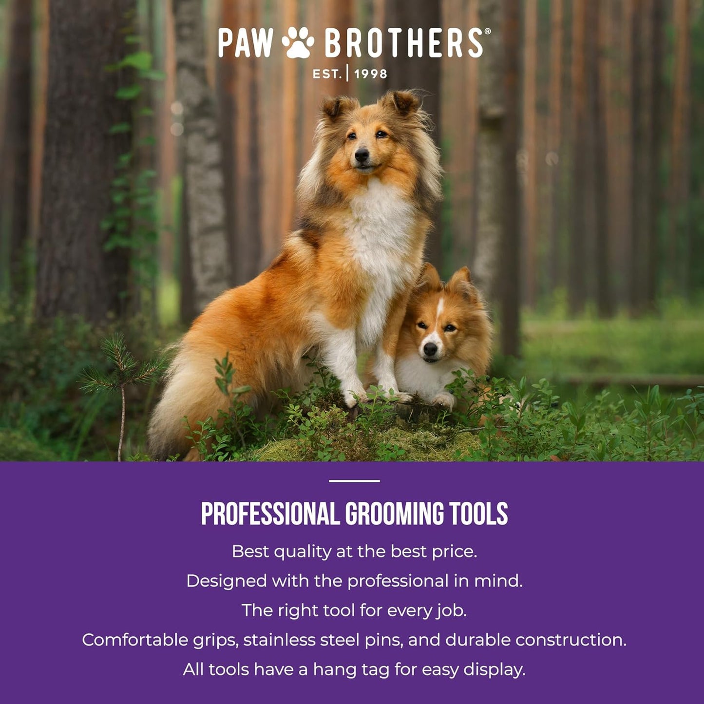 Paw Brothers Soft Pin Curved Slicker Brush for Dogs