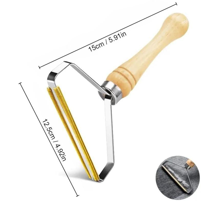 Reusable Pet Hair Remover: Wooden Handle Lint Tool